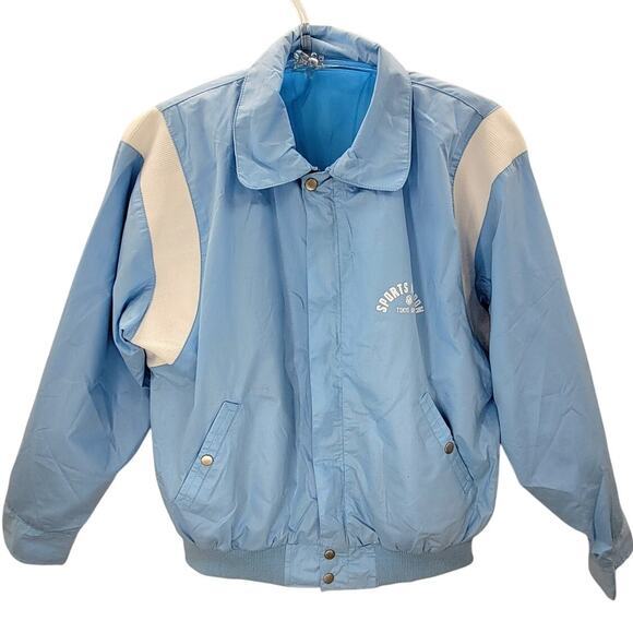 Sports Nippon‎ Tokyo Japan Blue White Snap Zip Varsity Windbreaker Jacket Medium - Picture 1 of 16